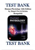 Test Bank For Human Physiology 16th Edition By Stuart Ira Fox, Krista Rompolski ISBN 9781260720464 Chapter 1-20 | Complete Guide A+