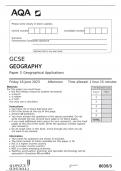 AQA  GEOGRAPHY Paper 3&Tab;QUESTION PAPER JUNE 2023