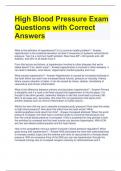 High Blood Pressure Exam Questions with Correct Answers
