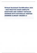 Virtual Assistant Certification 2024 – 2025 PRACTICE EXAM COMPLETE QUESTIONS AND CORRECT DETAILED ANSWERS WITH RATIONALES VERIFIED ANSWERS ALREADY GRADED A+