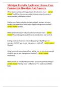 Michigan Pesticide Applicator License Core Commercial Questions And Answers  