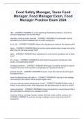 Food Safety Manager, Texas Food  Manager, Food Manager Exam, Food  Manager Practice Exam 2024
