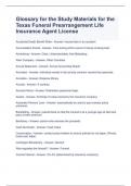 Glossary for the Study Materials for the Texas Funeral Prearrangement Life Insurance Agent License Exam