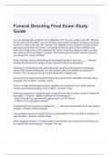 Funeral Directing Final Exam Study Guide latest updated