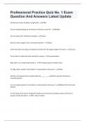 Professional Practice Quiz No&period; 1 Exam Question And Answers Latest Update&period;