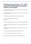 Pathophysiology Chapter 1&comma; 2&comma; 4&comma; 7 West Coast University Exam With Complete Solution Latest update 