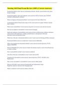 Nursing 160 Final Exam Review &lpar;100&percnt; Correct Answers&rpar;