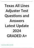 Texas All Lines Adjuster Test Questions and Answers  Latest Update 2024  GRADED A+