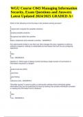 WGU C843 Managing Information Security&comma; Exam Questions and Answers Latest Updated 2024&sol;2025 GRADED A&plus;