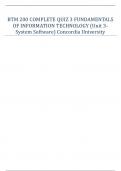BTM 200 COMPLETE QUIZ 3 FUNDAMENTALS OF INFORMATION TECHNOLOGY (Unit 3- System Software) Concordia University