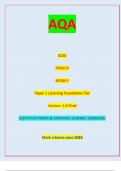 AQA GCSE FRENCH 8658/LF Paper 1 Listening Foundation Tier Version: 1.0 Final *Jun238658LF01* IB/H/Jun23/E7 8658/LF /  QUESTION PAPER & MARKING SCHEME/ [MERGED]