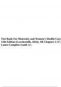 Test Bank For Maternity and Women’s Health Care, 13th Edition (Lowdermilk, 2024), All Chapters 1-37 | Latest Complete Guide A+.