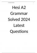 Hesi A2 Grammar Solved 2024 Latest Questions