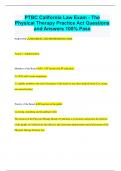 PTBC California Law Exam - The Physical Therapy Practice Act Questions and Answers 100% Pass