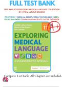 Test Bank For Exploring Medical Language 11th Edition by Myrna LaFleur Brooks 9780323711562 Chapter 1-16 | Complete Guide A+..........@Recommended                        