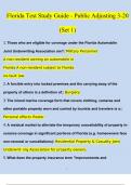 Florida Test Study Guide - Public Adjusting 3-20 (Set 1) | Questions with 100% Correct Answers | Verified | Updated 2024
