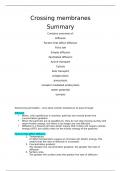 Summary -  Crossing membranes - a level biology ocr A year 1 and AS