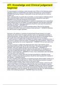 ATI&colon; Knowledge and Clinical judgement beginner 