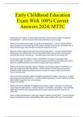 Early Childhood Education Exam With 100% Correct Answers 2024| MTTC
