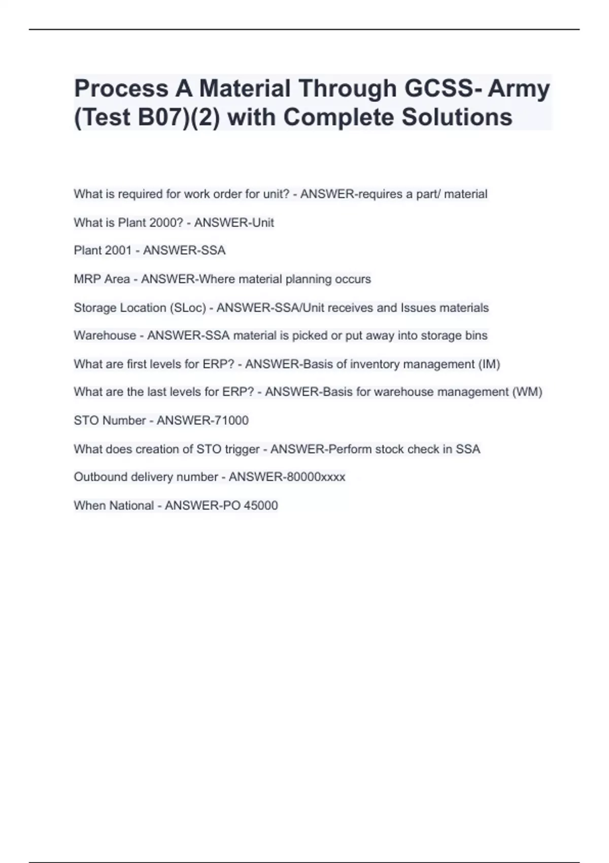 Process A Material Through GCSS- Army (Test B07)(2) with Complete ...