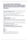 Army Supply Board (AGR Board Questions for Unit Level Supply Position with The National Guard) with Complete Solutions 