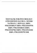 TEST BANK FOR PSYCHOLOGY 13TH EDITION DAVID G&period; MYERS NATHAN C&period; DEWALL Chapters 1-16