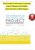 TEST BANK For Information Technology Project Management 9th Edition by Kathy Schwalbe, Verified Chapters 1 - 13, Complete Newest Version
