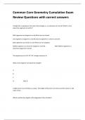 Common Core Geometry Cumulative Exam Review Questions with correct answers