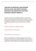 TAXATION OF INDIVIDUALS AND BUSINESS ENTITIES LATEST 2024 EXPERT CERTIFIED QUESTIONS AND ANSWER WITH DETAILED RATIONALE ALREADY GRADED A&plus; 