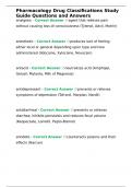 Pharmacology Drug Classifications Study Guide Questions and Answers