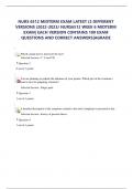 NURS 6512 MIDTERM EXAM LATEST &lpar;3 DIFFERENT VERSIONS &rpar;2022-2023&sol; NURS6512 WEEK 6 MIDTERM EXAM&vert; EACH VERSION CONTAINS 100 EXAM QUESTIONS AND CORRECT ANSWERS&vert;AGRADE