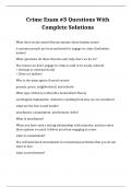 Crime Exam &num;3 Questions With Complete Solutions