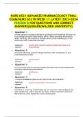 NURS 6521 ADVANCED PHARMACOLOGY FINAL EXAM&sol;NURS 6521N WEEK 11 LATEST 2023-2024 VERSION B&lpar;100 QUESTIONS AND CORRECT ANSWERS&rpar;AGRADE&lpar;WALDEN UNIVERSITY&rpar;