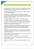 Medical Technology Exam Questions and Answers 2024