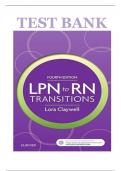 Test Bank for  LPN to RN Transitions, 4th Edition by Lora Claywell ISBN: 978-0323401517 All Chapters| Complete Guide A+