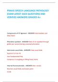 PRAXIS SPEECH LANGUAGE PATHOLOGY EXAM LATEST 2024 QUESTIONS AND VERIFIED ANSWERS GRADED A+