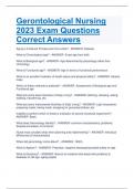 UPDATED Gerontological Nursing 2024 Exam Questions Correct Answers