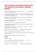 Cat 3 Pesticide Certification Review TN &vert; 117 questions and answers &vert; Updated 2024&sol;25