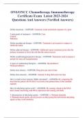 ONS&sol;ONCC Chemotherapy Immunotherapy Certificate Exam Latest 2023-2024 Questions And Answers &lpar;Verified Answers&rpar;