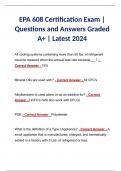 EPA 608 Certification Exam | Questions and Answers Graded A+ | Latest 2024