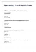 Pharmacology Exam 1 - Multiple Choice  exam question and answers 2024