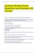 Customs Broker Exam Questions and Answers All Correct