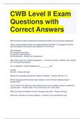 CWB Level II Exam Questions with Correct Answers