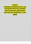 LEHNE’S PHARMACOTHERAPEUTICS FOR ADVANCED PRACTICE NURSES AND PHYSICIAN ASSISTANTS 2ND EDITION ROSENTHAL TEST BANK 