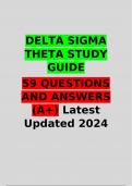 DELTA SIGMA THETA STUDY GUIDE 59 QUESTIONS AND ANSWERS (A+) Latest Updated 2024