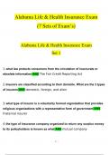 Alabama Life and Health Insurance Exam (8 Sets of Exam’s) Qs & As (2023 / 2024) BUNDLE TOGETHER