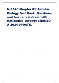 NU 545 Chapter 01: Cellular Biology Test Bank Questions and Answer solutions with Rationales Already GRADED A 2024 UPDATE.