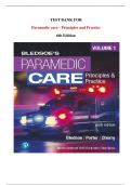 TEST BANK FOR PARAMEDIC CARE – PRINCIPLES AND PRACTICE, VOLUME 1 6th EDITION BY BLEDSOE ALL CHAPTERS INCLUDED