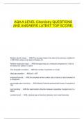  AQA A LEVEL Chemistry QUESTIONS AND ANSWERS LATEST TOP SCORE.
