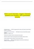   AQA A Level Chemistry- Organic Chemistry questions and answers 100% guaranteed success.
